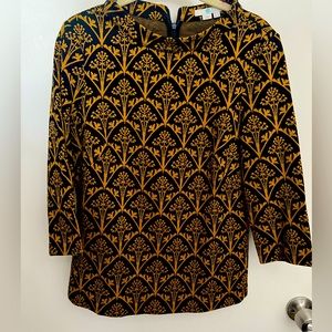 Boden 3/4 Sleeve Top EUC Black & Golf